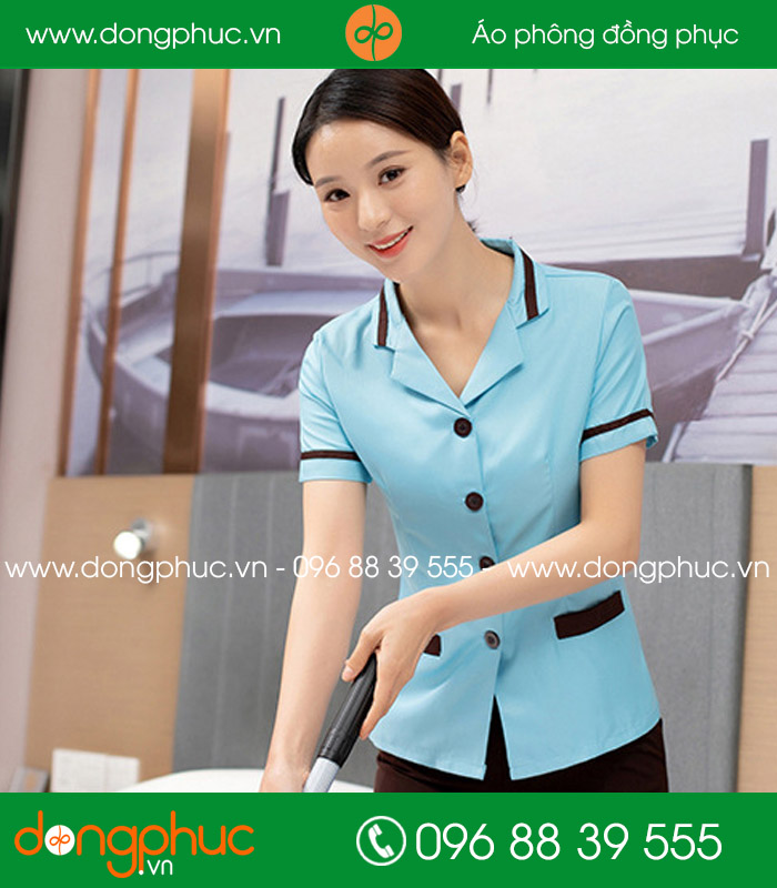 đồng phục vệ sinh màu xanh YA